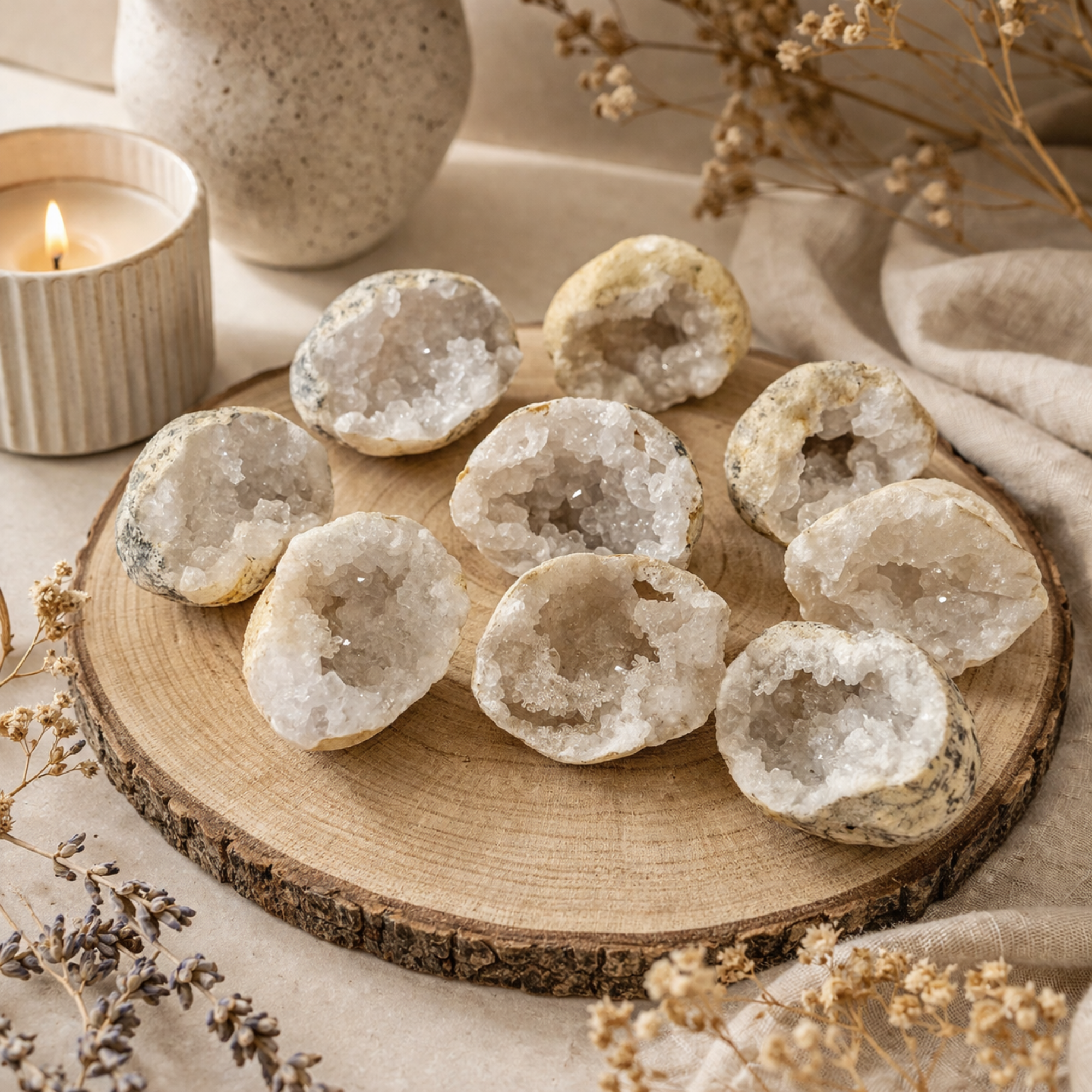 Quartz Geode Halves – Sparkling Natural Crystal Cavities