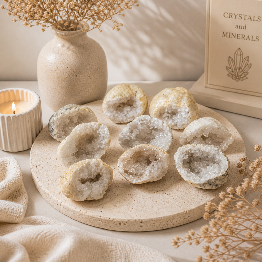 Quartz Geode Halves – Sparkling Natural Crystal Cavities
