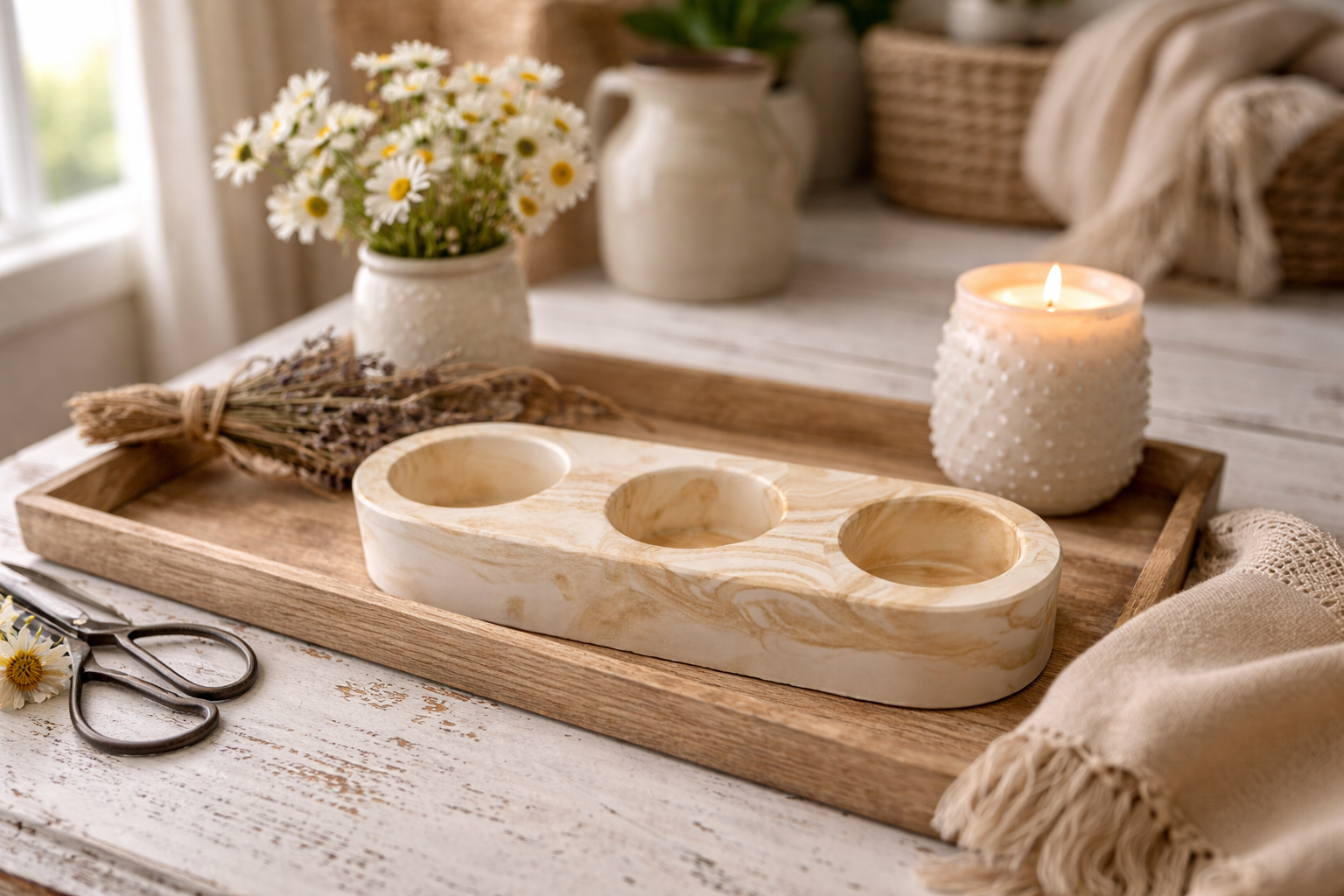 Eco Resin Triple T-Light Holder