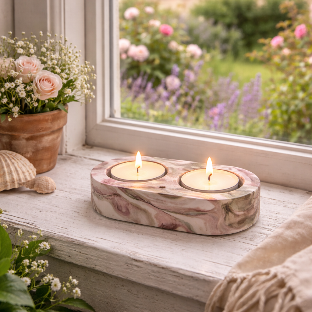 Eco Resin Double T-Light Holder