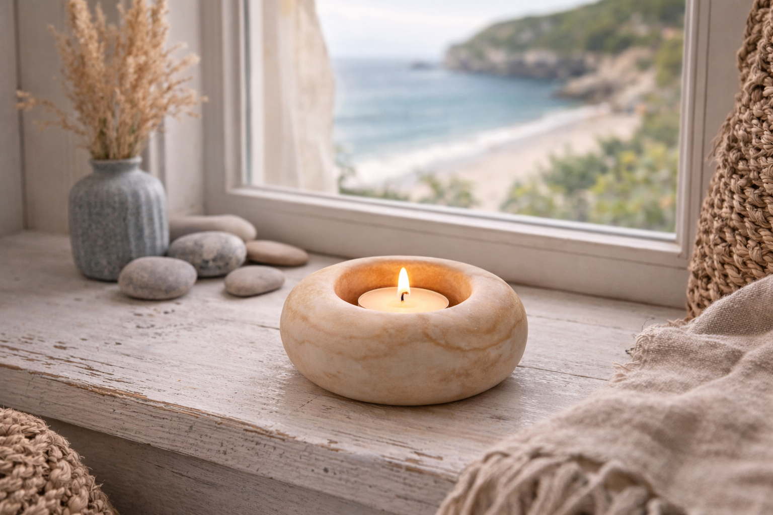 Eco Resin T-Light Holder - Pebble Shaped