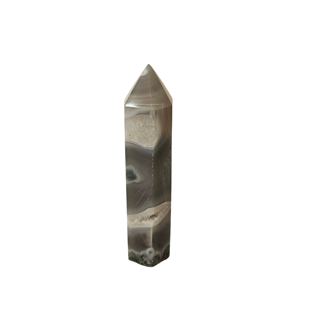 Moss Agate Crystal Tower