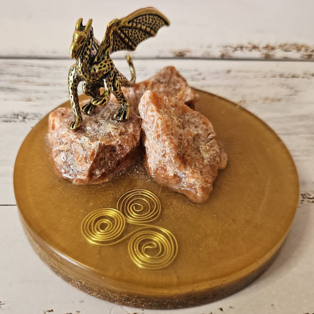 Dragon Sunstone Mini Orgonite Charging Plate