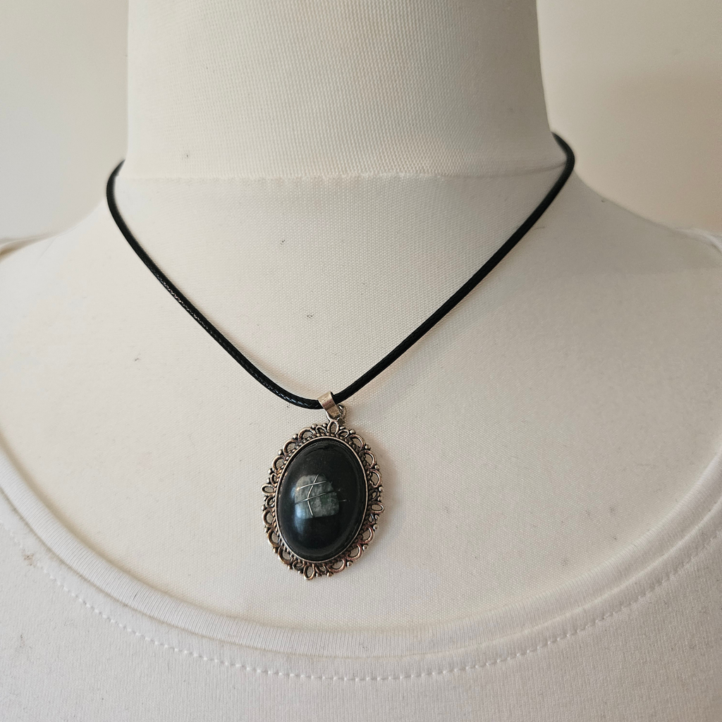 Mini Oval Orgonite Pendant – Shungite, Amazonite & Iron