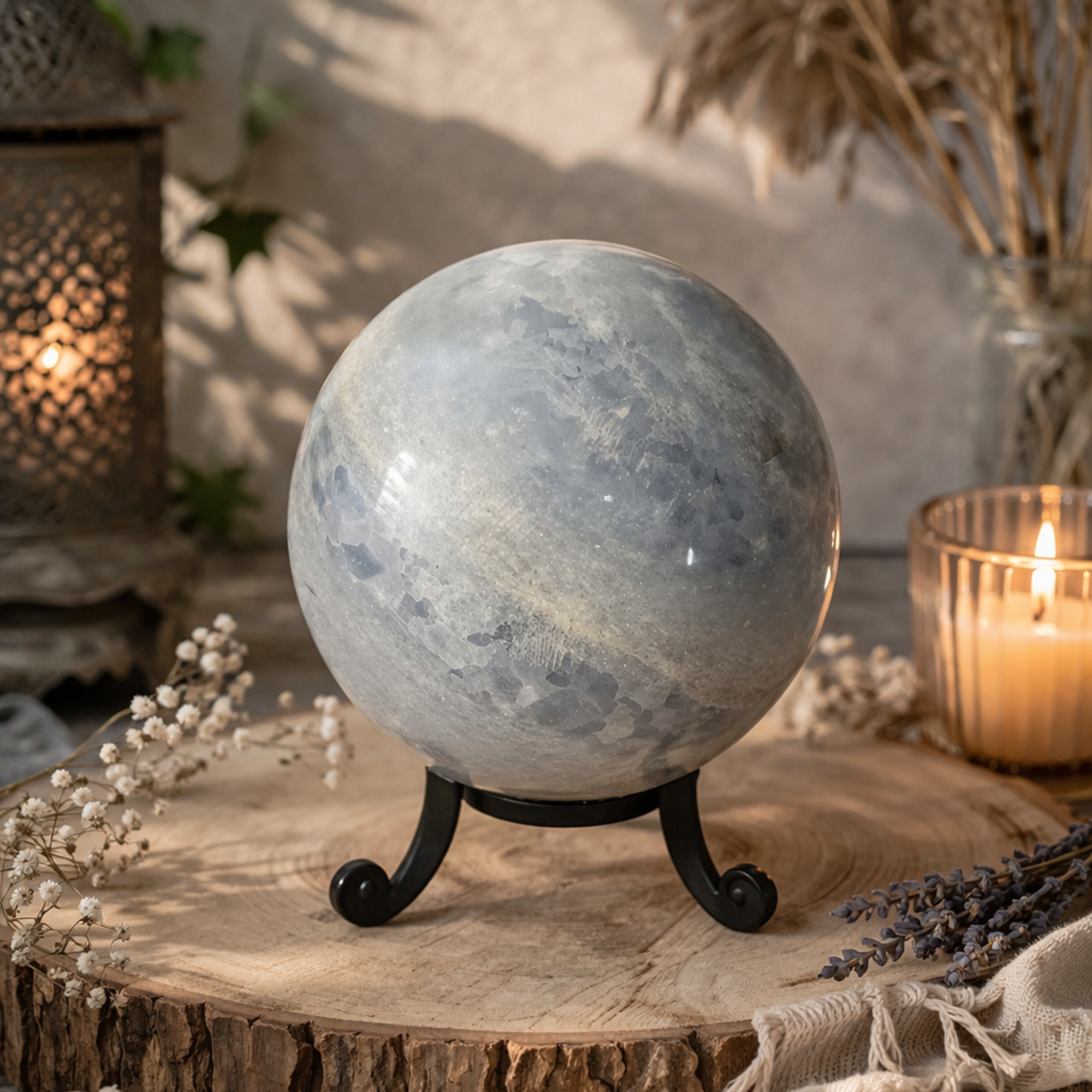 Blue Calcite Sphere 390g