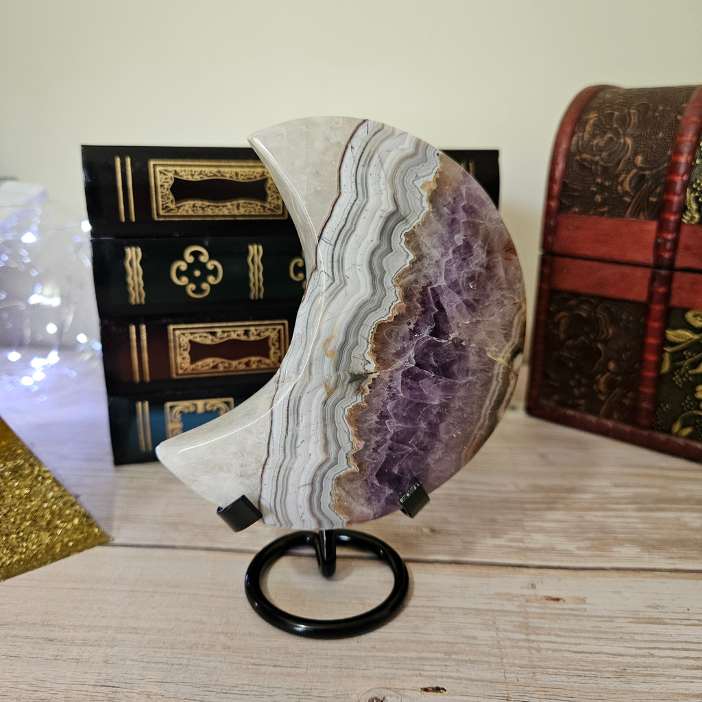 Dream Amethyst Crescent Moon with Stand