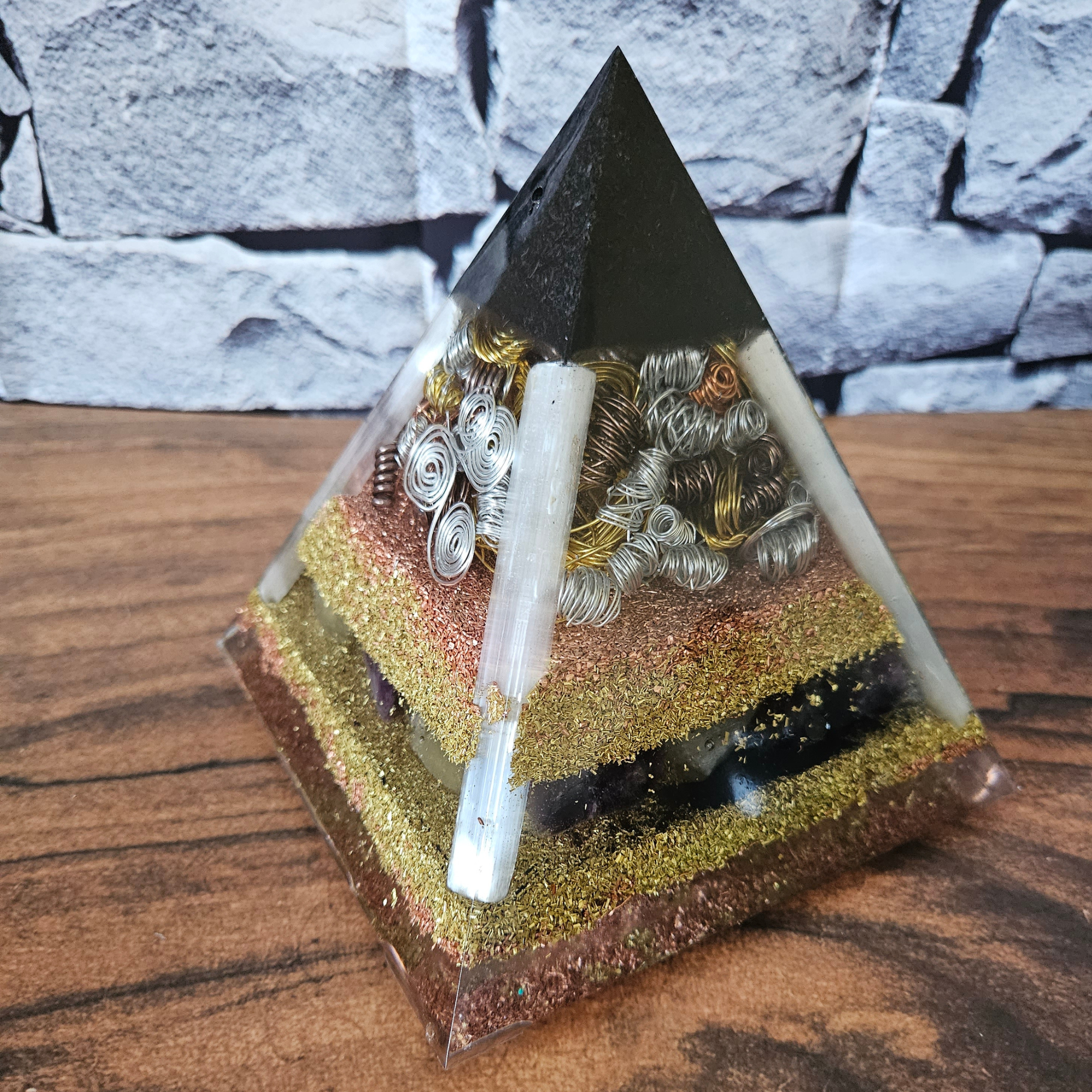 Selenite & Shungite Protection Orgonite Pyramid