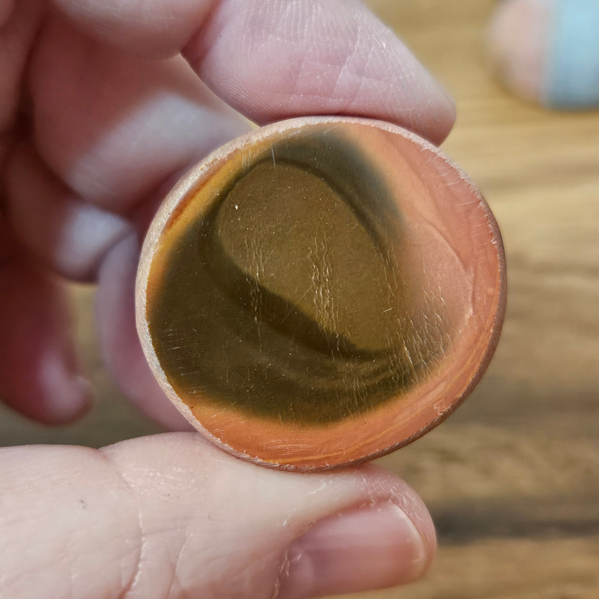 Polychrome Jasper dragon egg with unique natural terracotta, grey and brown patterning.