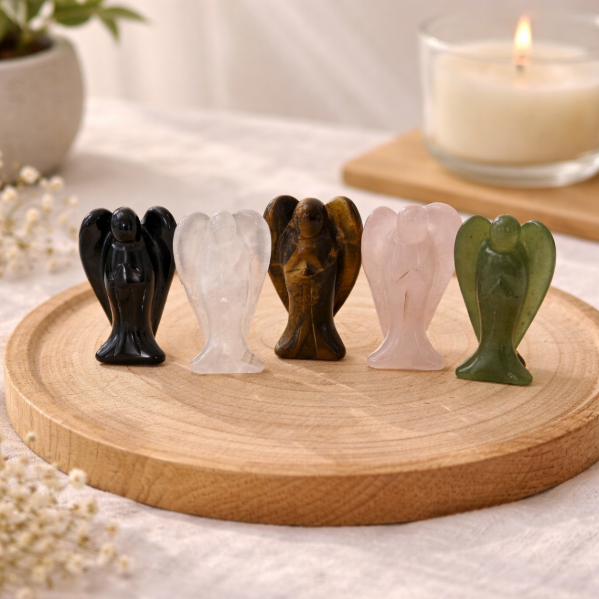 Mini Crystal Angel Carvings