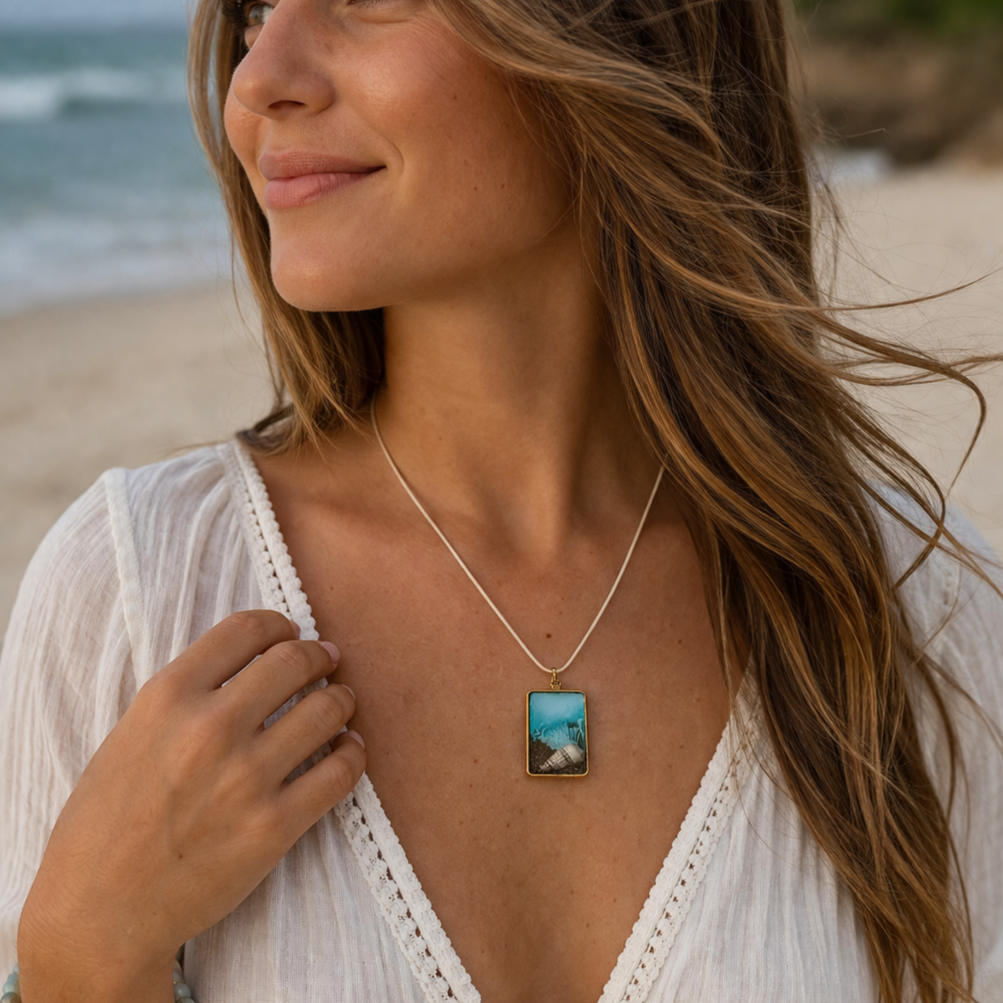 Handmade Beach Resin Necklace