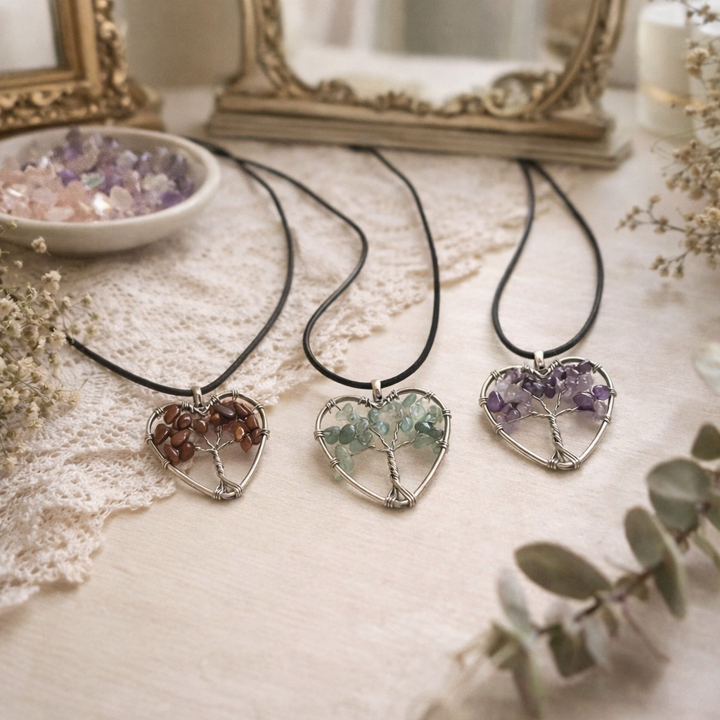 Crystal Tree of Life Heart Pendant
