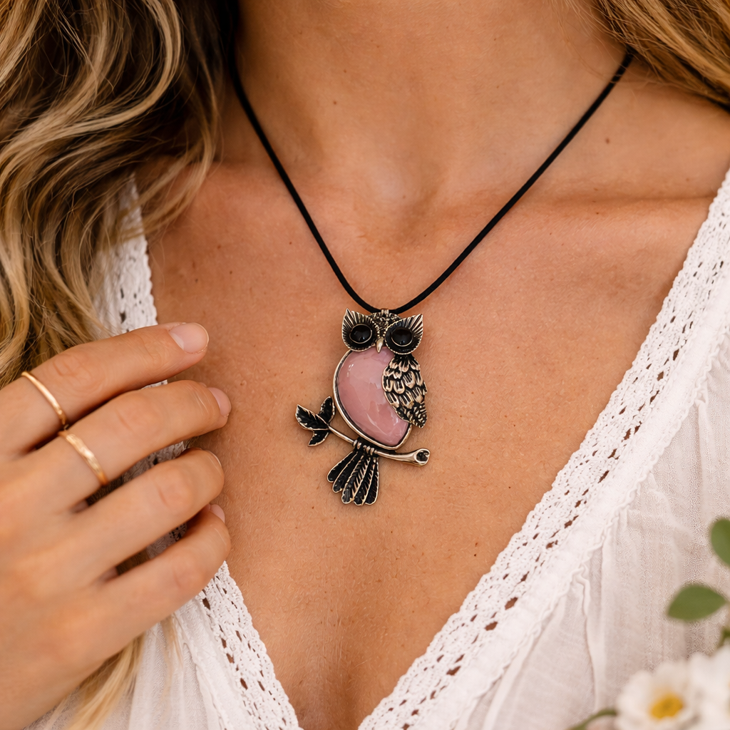Owl Crystal Pendant Necklace