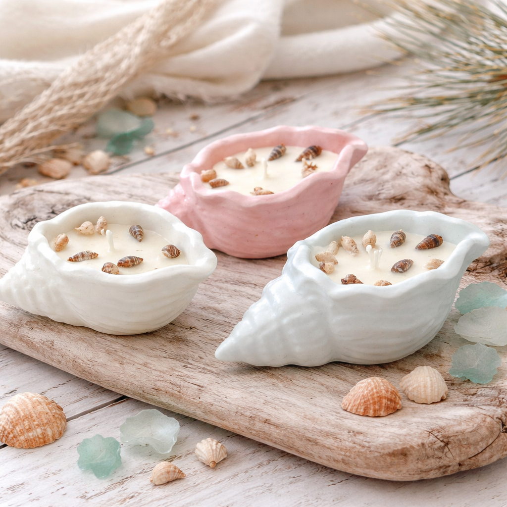 Shell Themed Scented Candle - Salt & Stone