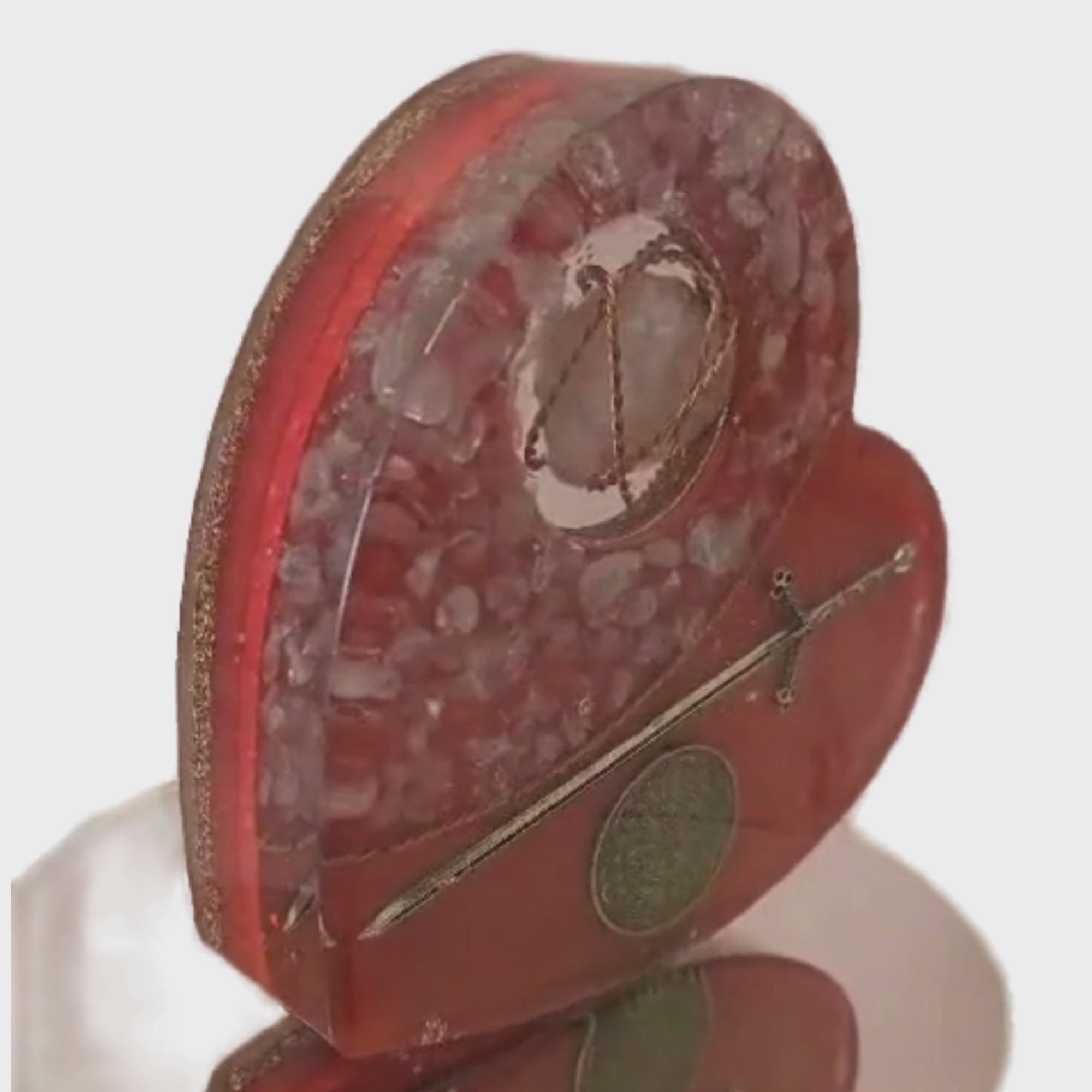 Red Guardian Heart – Rose Quartz Orgonite Charging Plate